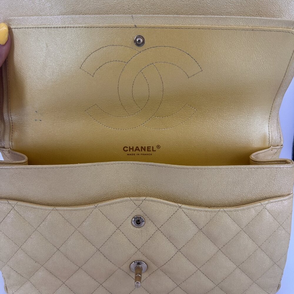 Chanel Yellow Iridescent Quilted Caviar Double Flap Bag - Picture 11 of 11